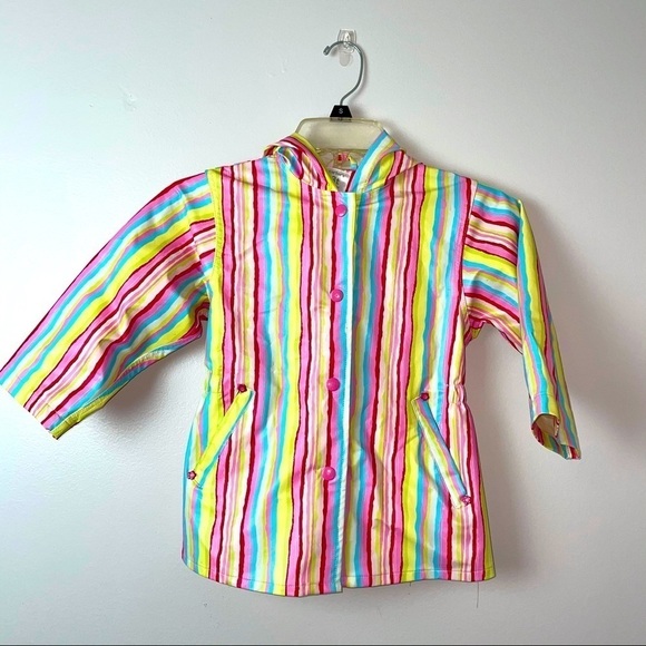 Carter’s Multicolor Striped Hooded Raincoat – Girls 3T - Picture 1 of 11